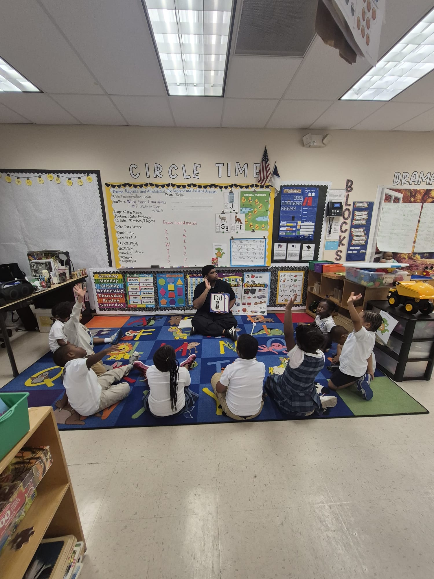 Hopewell students gathering for classroom circle time